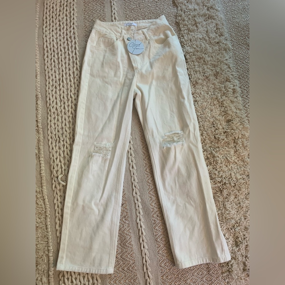 White wide leg jeans